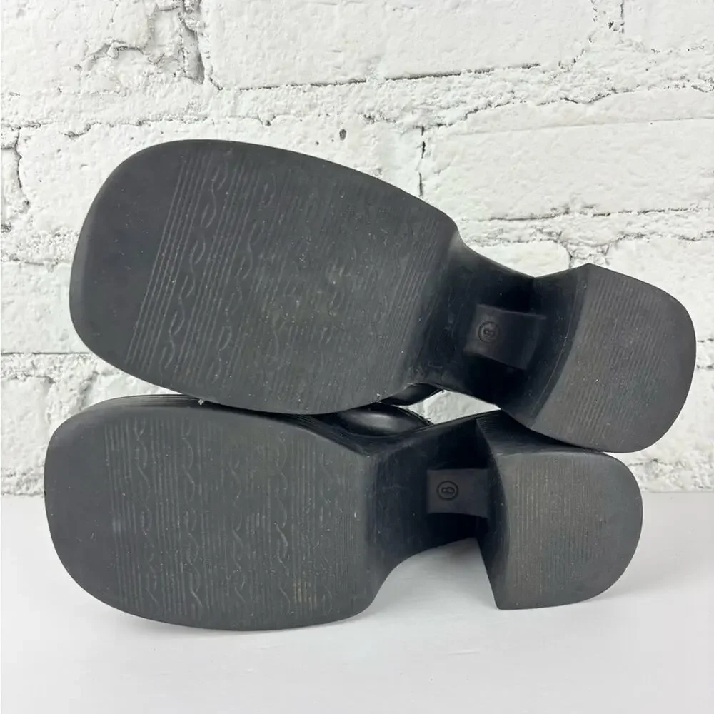 Vintage Bubblegum Patchwork Chunky Heeled Platform Slides 8